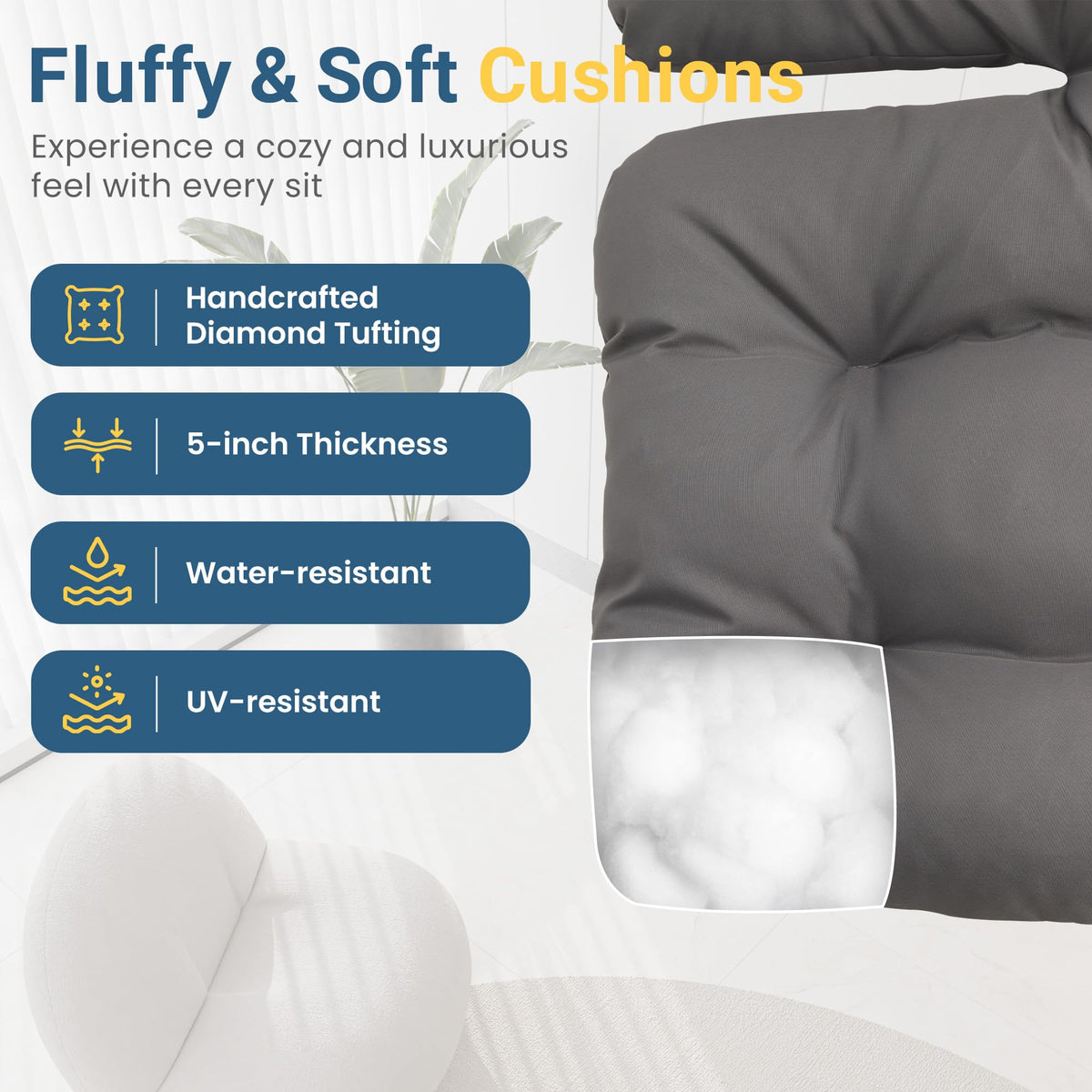 Wisteria Lane outdoor chair with anti-slip feet boosts stability.