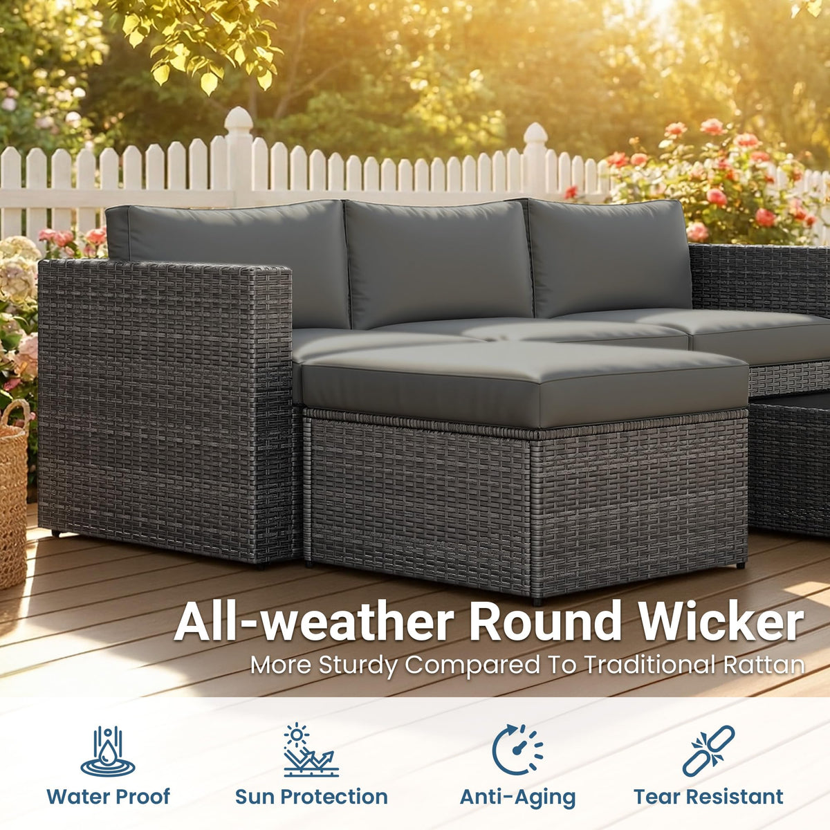 Cushions from Wisteria Lane provide breathable, supportive seating.