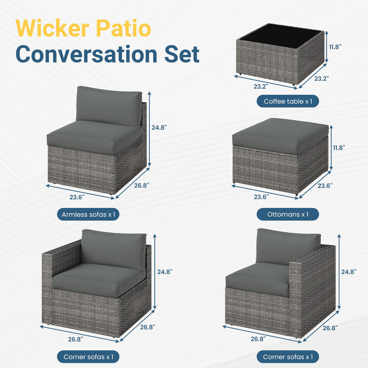 Glass coffee table from Wisteria Lane for outdoor gatherings.
