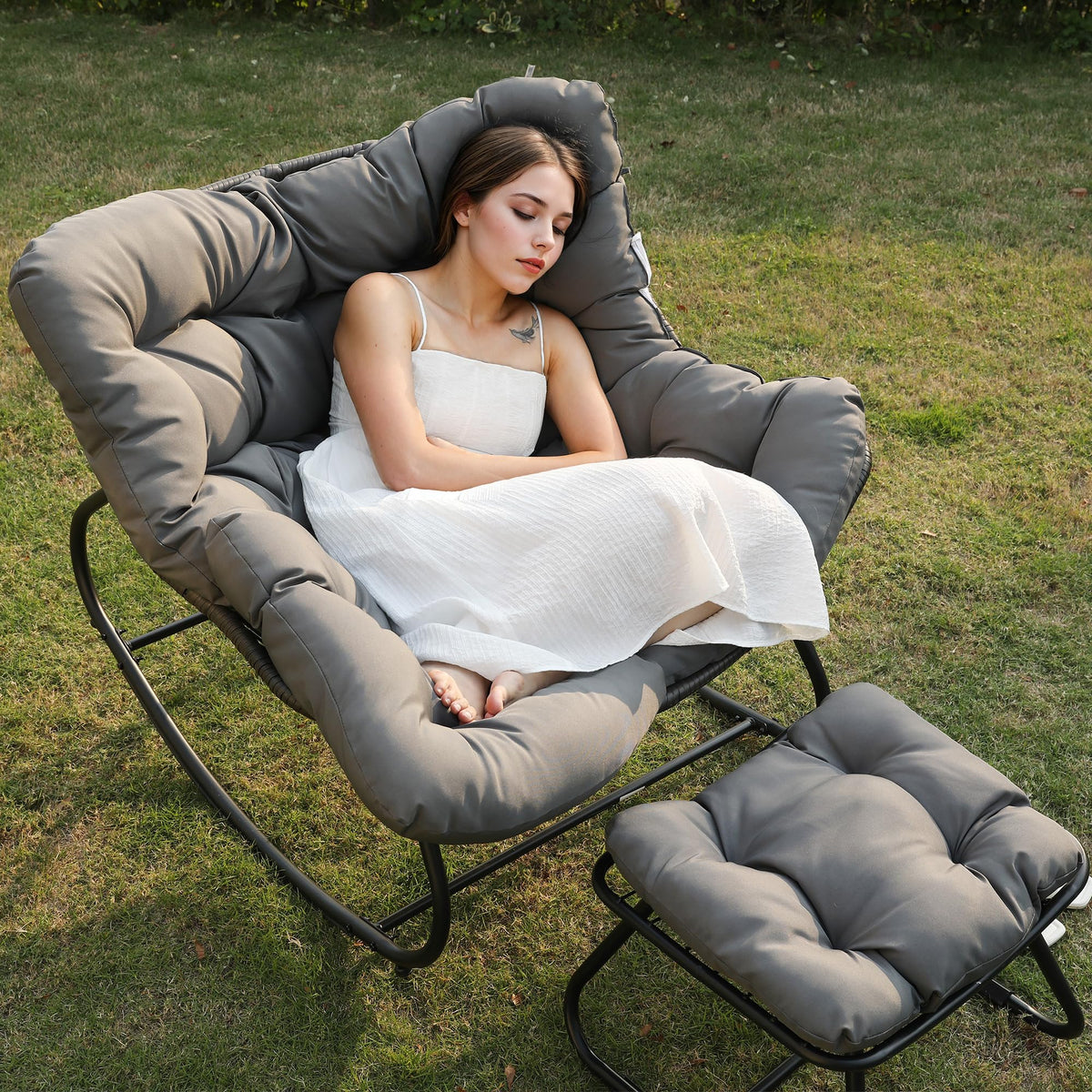 Wisteria Lane metal frame lounge chair with PE wicker for durability.