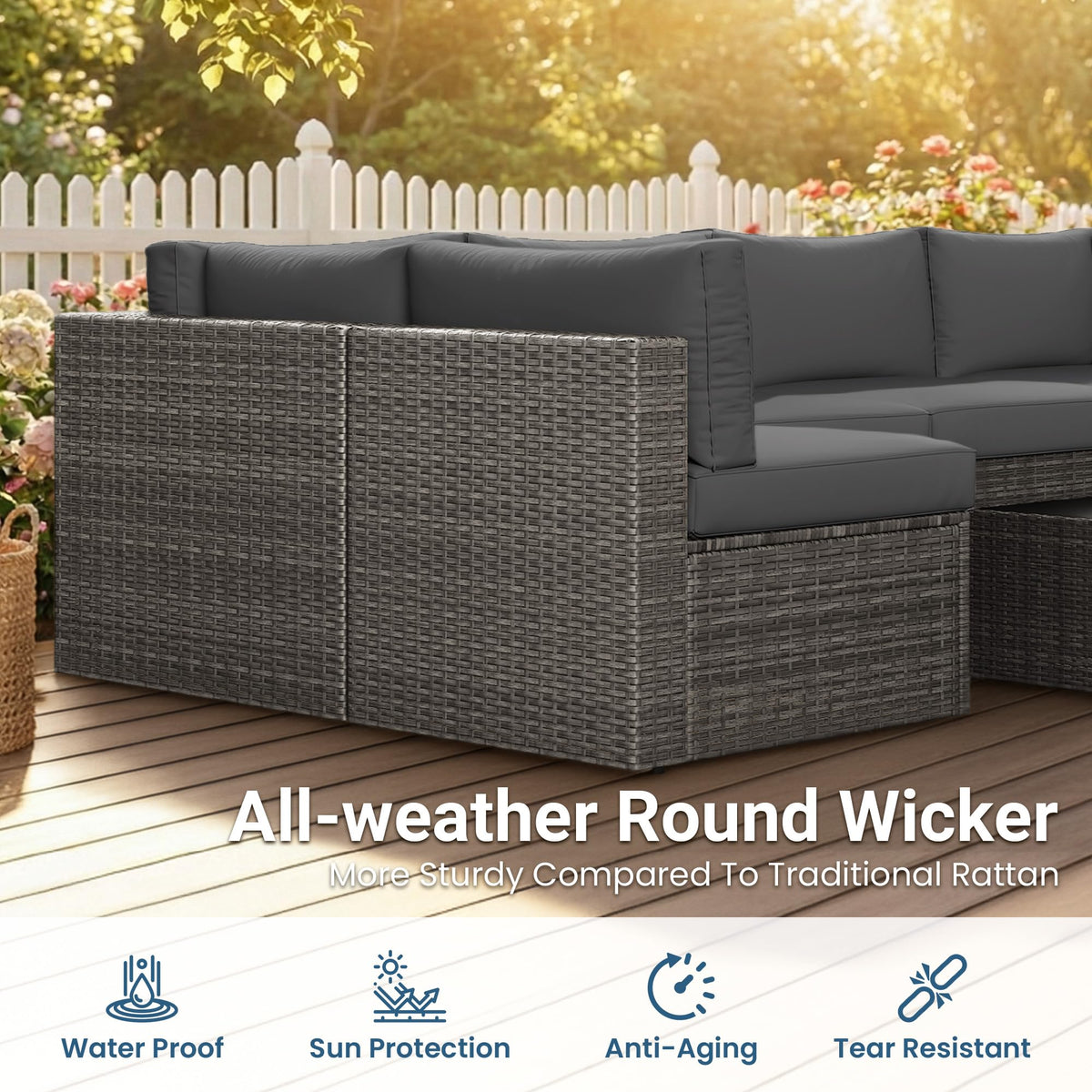 Wisteria Lane modular seating arrangement adaptable to yard or patio