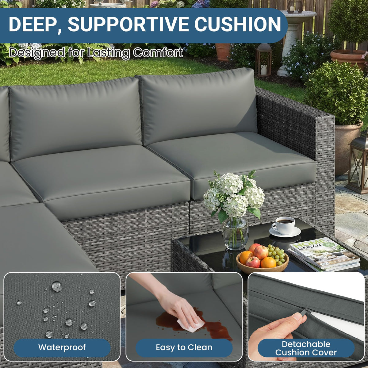 Modular Wisteria Lane design adapts to small balconies or large patios.