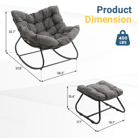 Wisteria Lane outdoor egg chair offering soothing 30-degree rocking.