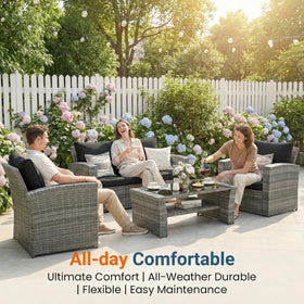 Wisteria Lane PE rattan weave designed to withstand sun and rain.