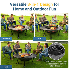 Wisteria Lane removable grill plate 1 enabling multitask cooking outdoors.