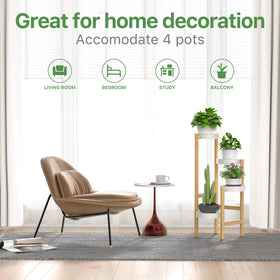 Wisuce bamboo plant stand durable materials emphasize rust-resistant pots.
