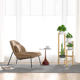 Wisuce bamboo plant stand in living room blends with home decor.