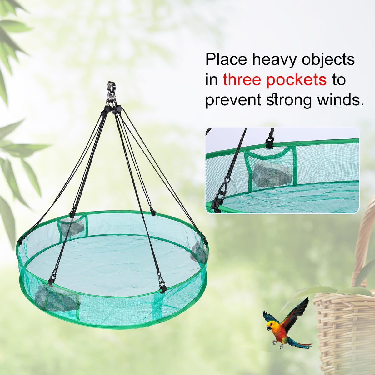 Wisunichan seed catcher under the feeder, 20-inch, catches fallen seeds.