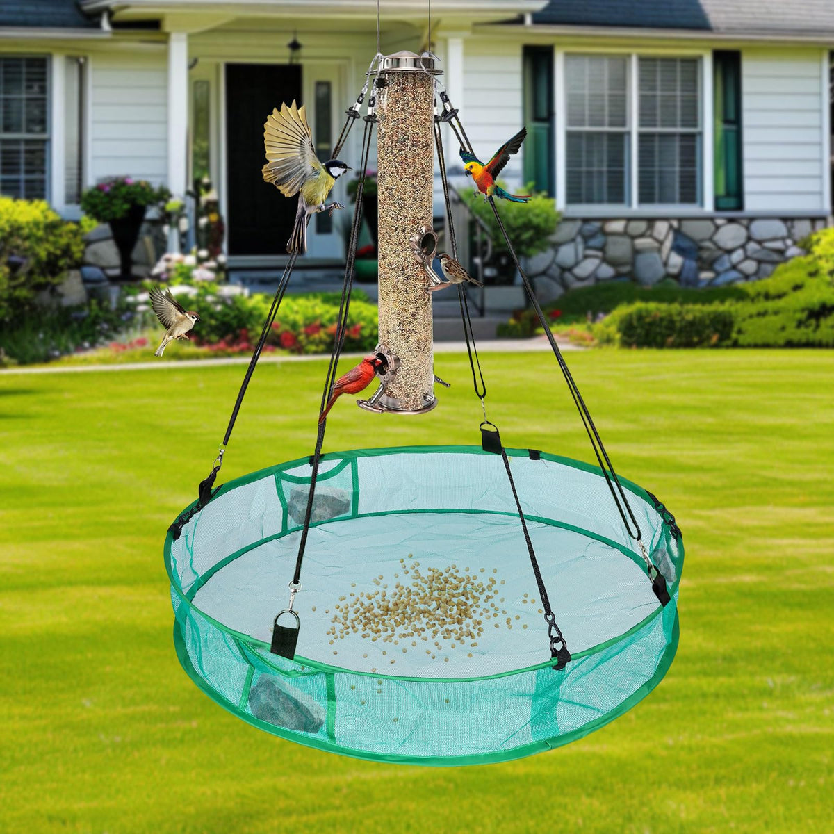 Wisunichan two-pack green seed catcher suits multiple feeders.