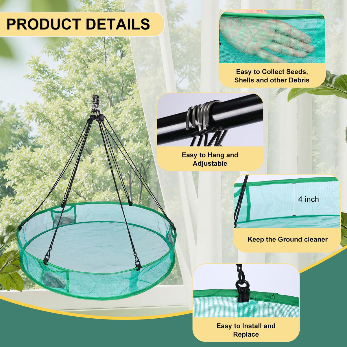 Wisunichan windproof pocket design stabilizes the tray in wind.