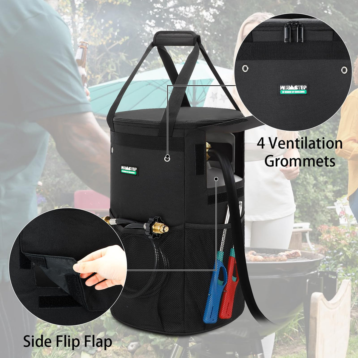 WITSTEP propane tank cover bag made with durable wear-resistant material.