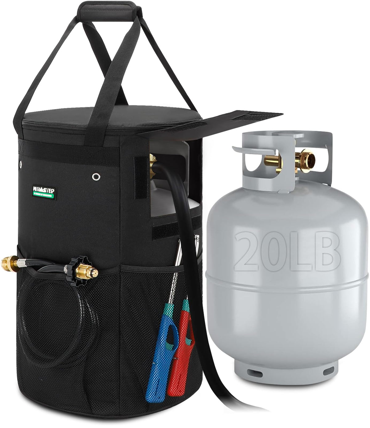WITSTEP propane tank cover bag with side flap for easy valve access.