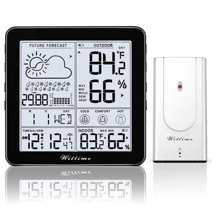 Wittime Weather Station front view with 180-degree display for easy reading.