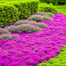 Wivolibe creeping thyme seeds close-up for easy surface sowing and drought-tolerant ground cover.