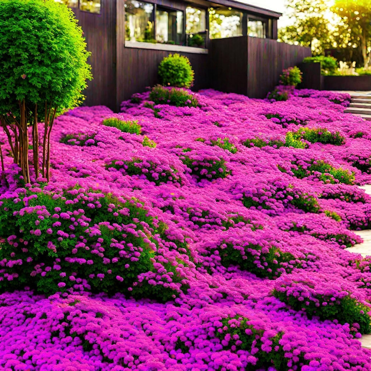 Wivolibe creeping thyme seeds leaves close-up highlighting aroma and evergreen foliage.