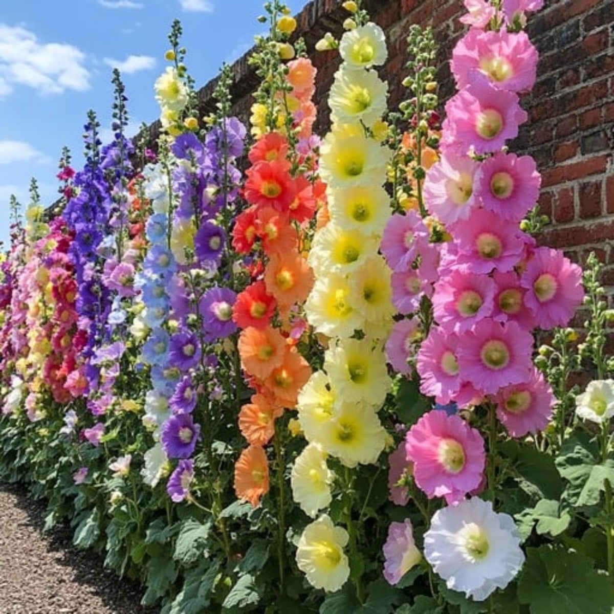 Wivolibe hollyhock stems ideal for cut flowers in bouquets.