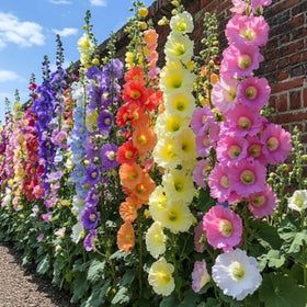 Wivolibe hollyhock stems ideal for cut flowers in bouquets.