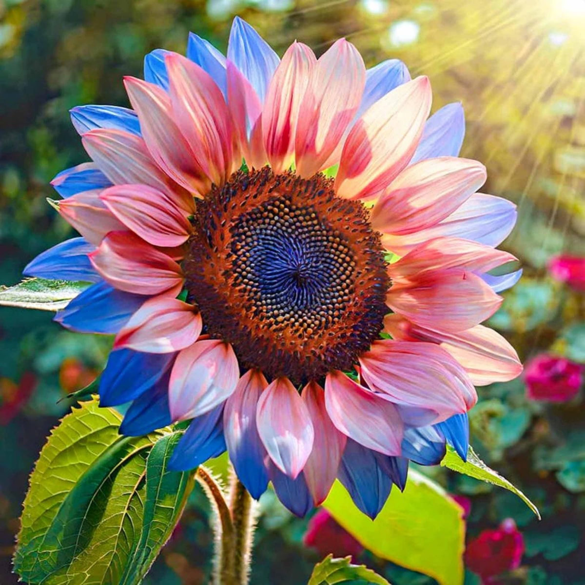 Wivolibe Sunflower with sturdy stem suitable for container gardens.