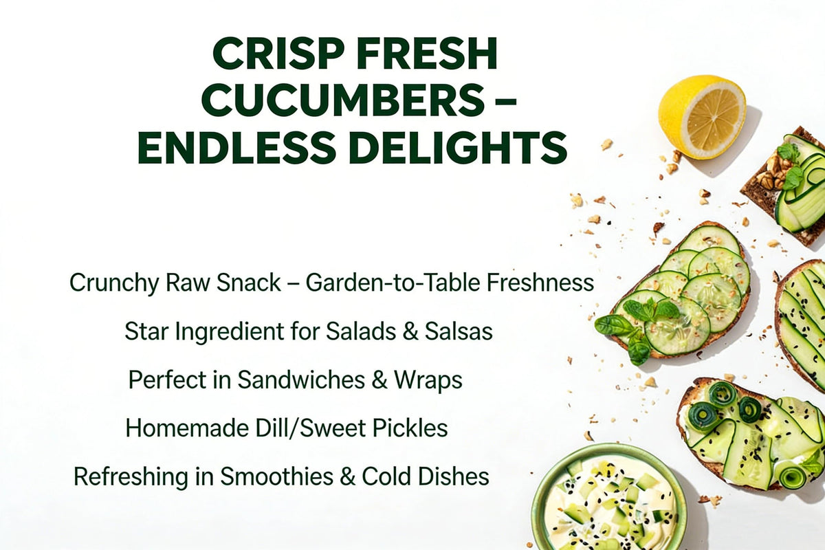 Wivolibe Persian cucumber harvests with tender, thin-skinned fruit.