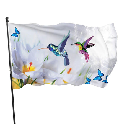 Wizfuyq bird flowers flag with spring swirl design bright outdoor display
