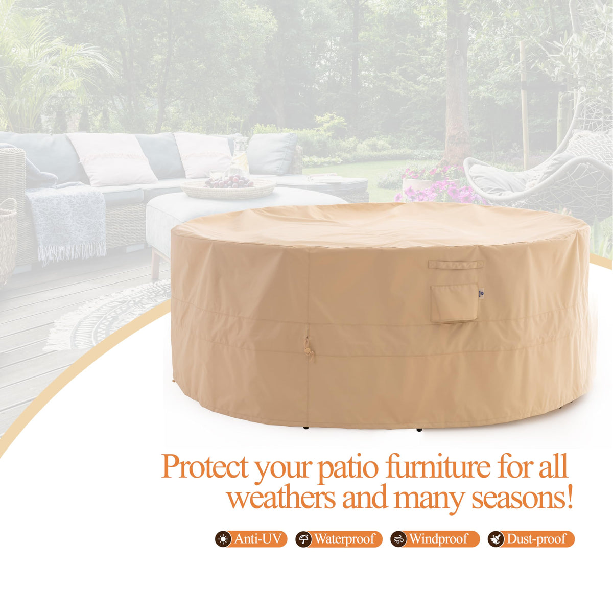 WJ-X3 beige outdoor cover blending with patio furniture aesthetics