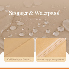 WJ-X3 waterproof cover with PU coating shielding table and chairs from rain