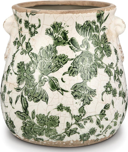WK WENKRYGDN vintage planter with ice crackle finish, ideal for stylish windowsills.