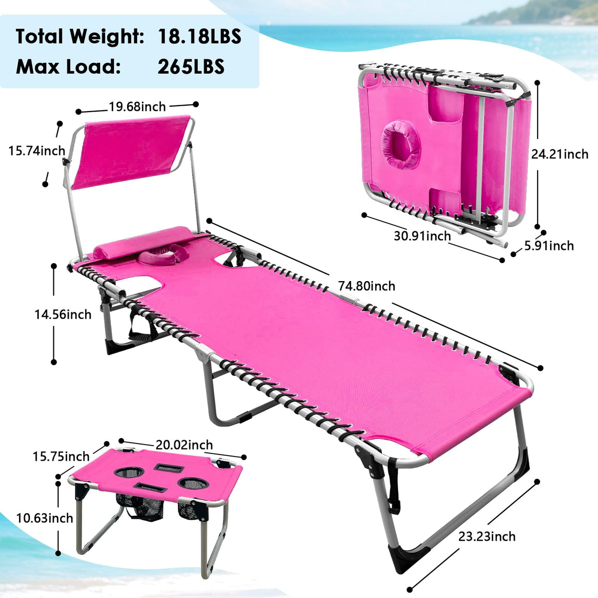 WKFAMOUT chair shows removable canopy for adjustable shade during lounging.