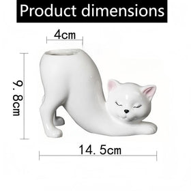 Ceramic cat planter with drainage hole for healthy root growth
