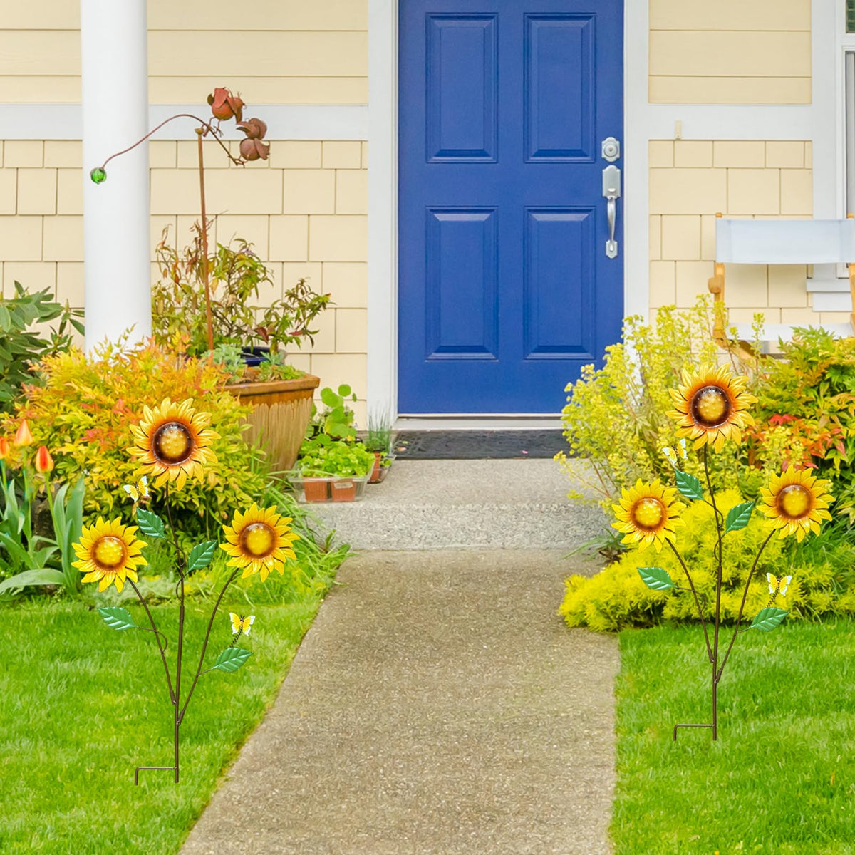 WKHOMEDECO recyclable metal yard art offers lasting outdoor style.