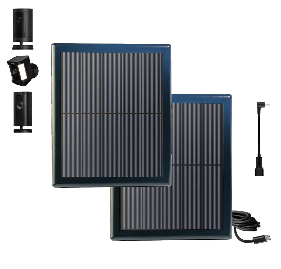 WKKLQ 8W solar panel for Ring camera powers outdoor surveillance with solar energy.