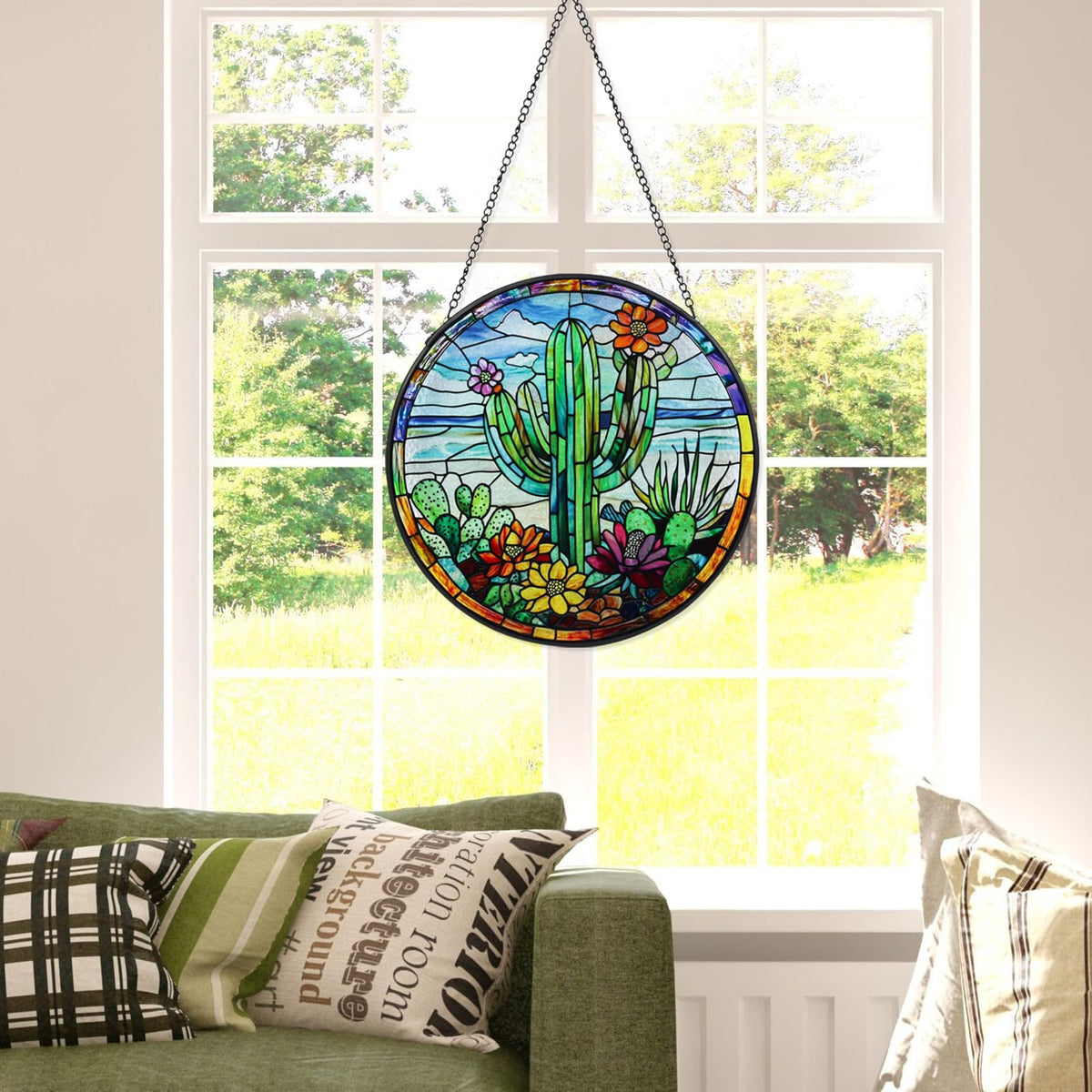 Wkyqes cactus suncatcher handmade craftsmanship shines.