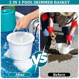 WKZO skimmer basket shows built-in iron counterweight for stable underwater performance.