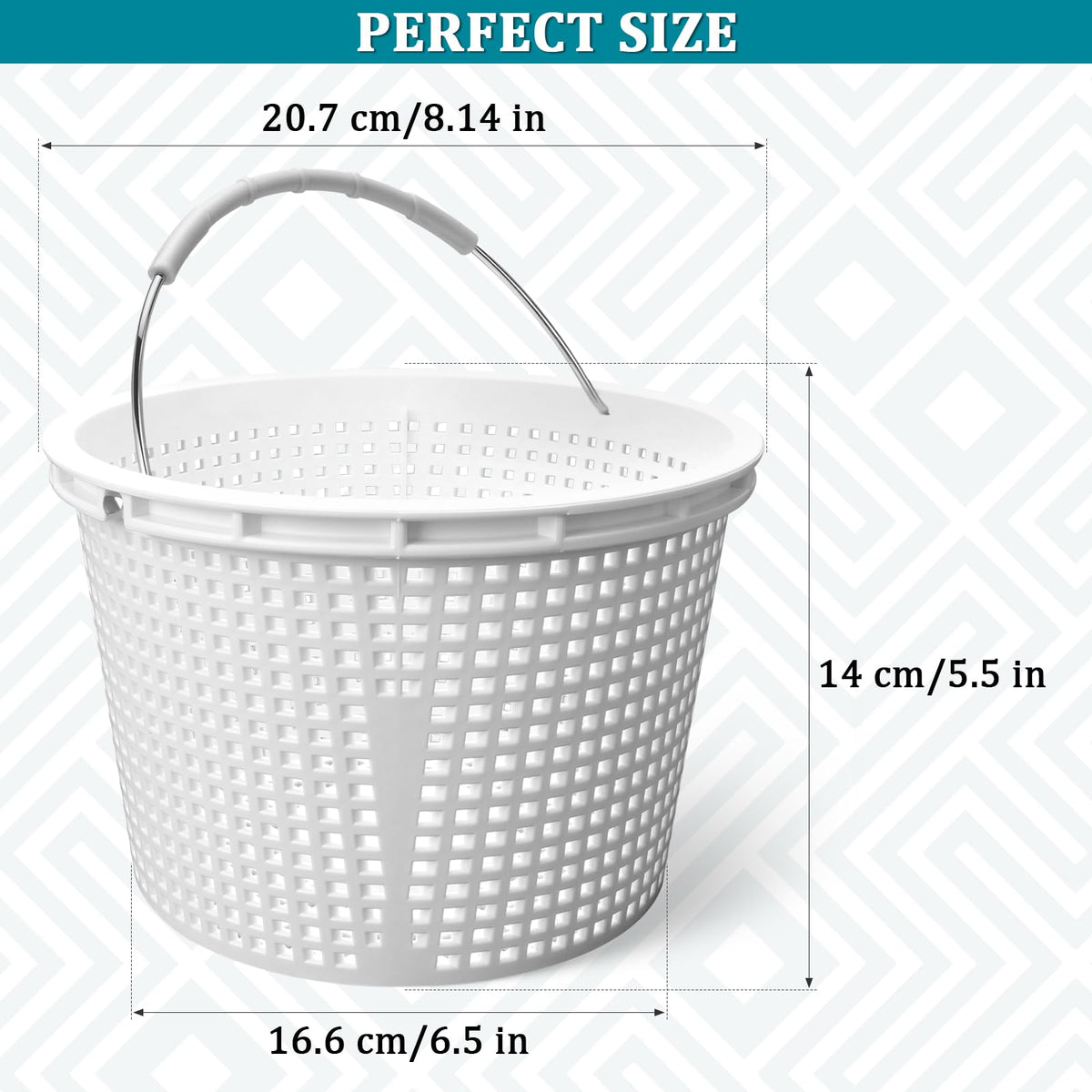 WKZO easy-installation 8-inch pool skimmer basket for quick tool-free setup.