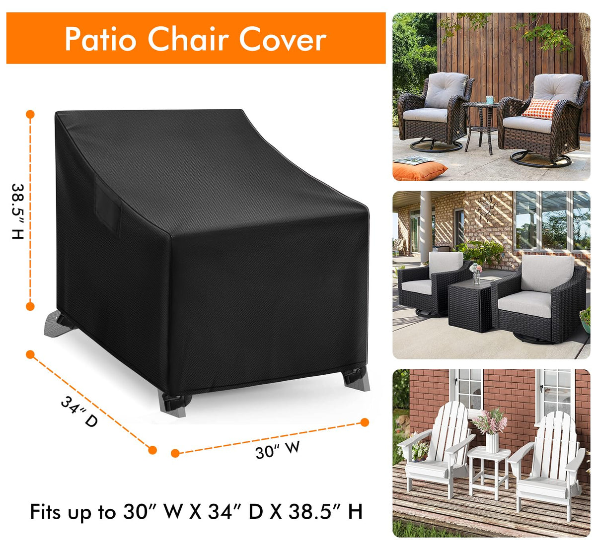 WLEAFJ Adirondack chair cover with straps keeps chair secure.