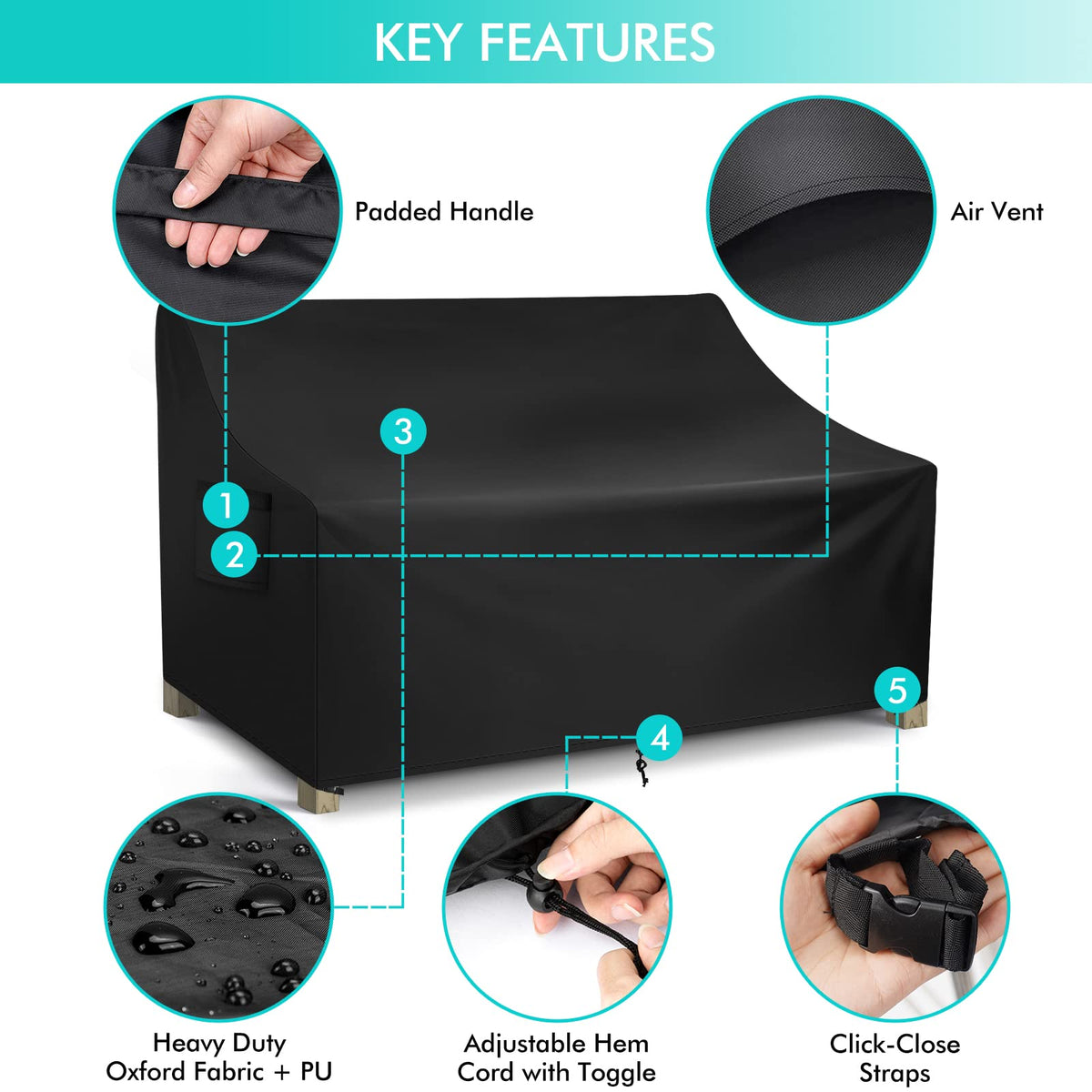 WLEAFJ heavy-duty couch cover featuring padded handles for easy installation.