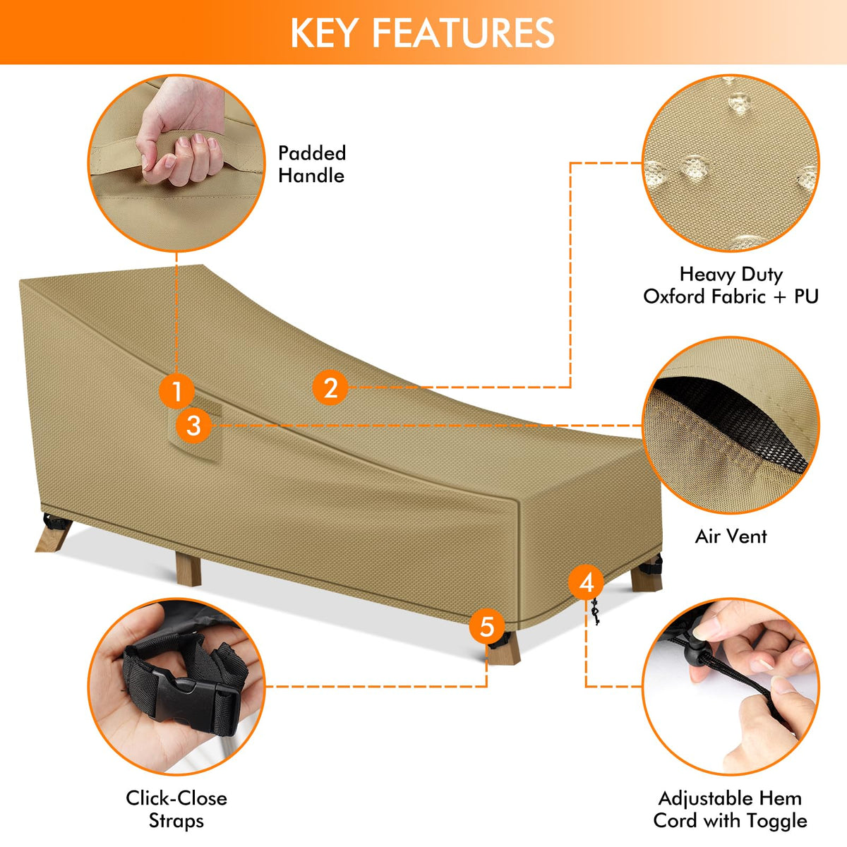 WLEAFJ fabric closeup highlights waterproof oxford material and UV stability