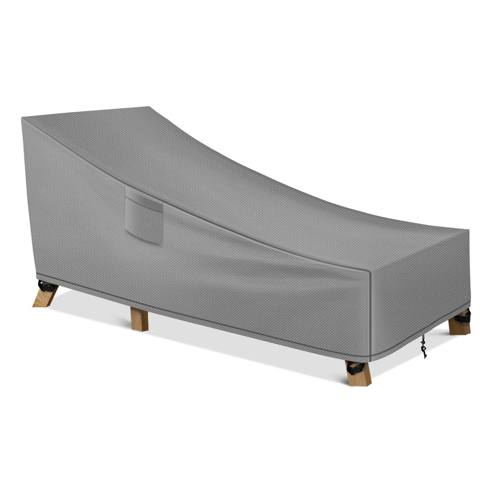 WLEAFJ patio chaise lounge cover front view shows snug fit and waterproof protection