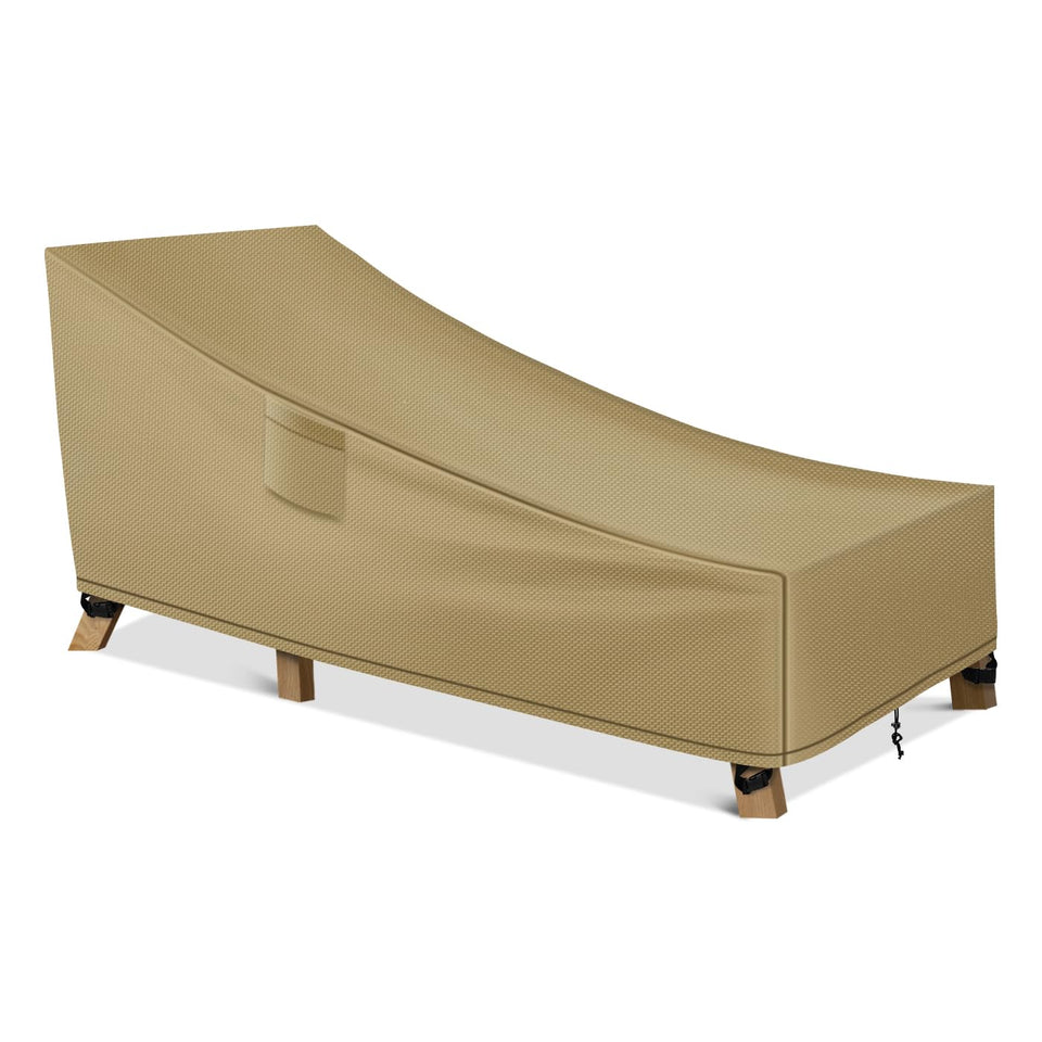 WLEAFJ patio chaise lounge cover front view showing full fit and rain protection