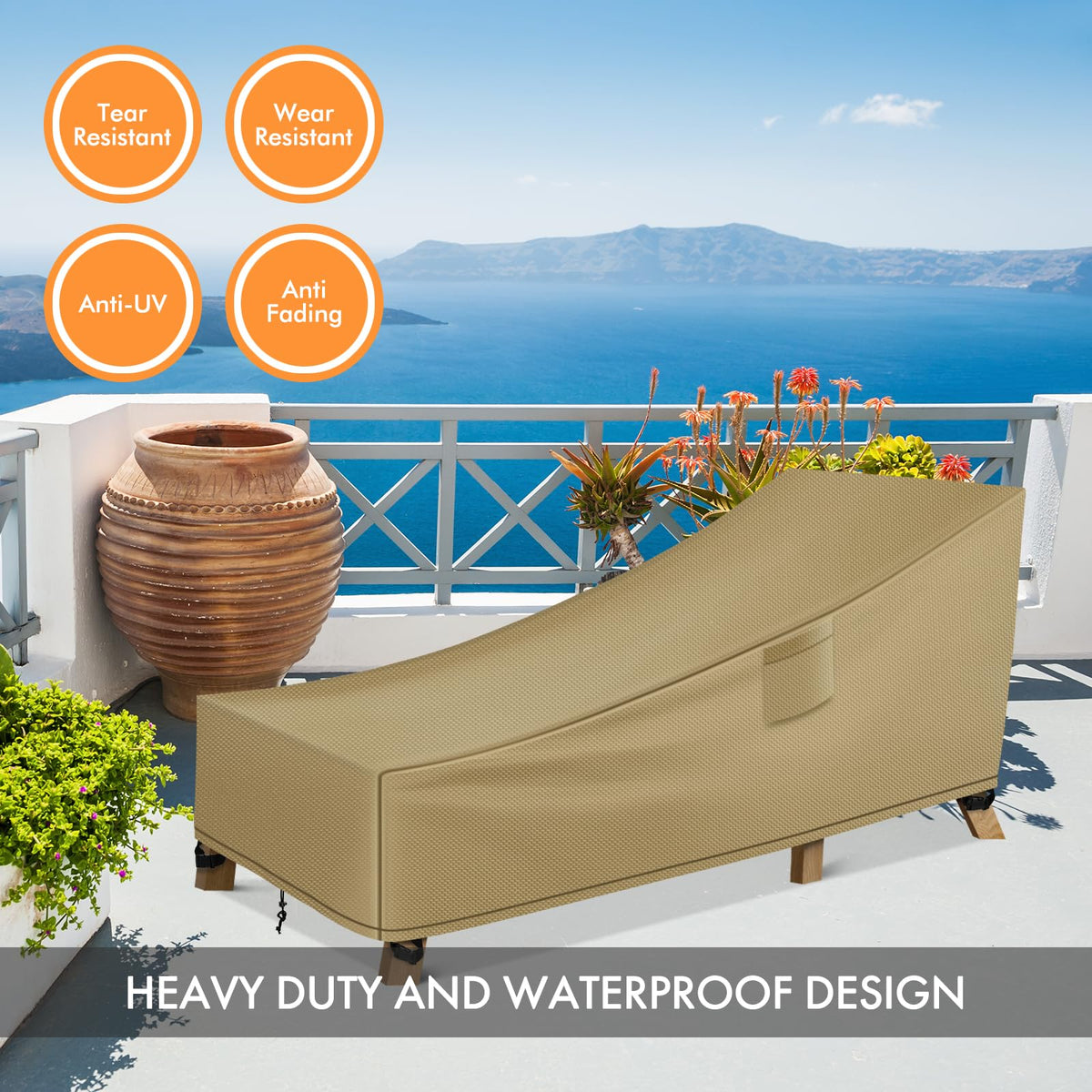 WLEAFJ khaki color blends with outdoor furniture and decor
