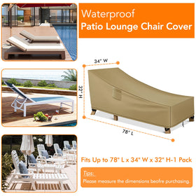 WLEAFJ patio chaise lounge cover side view with secure straps in wind