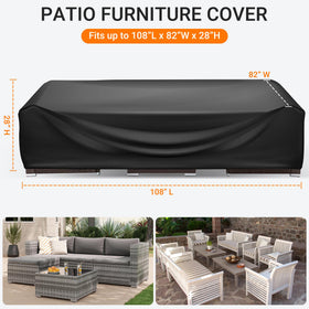 WLEAFJ waterproof table cover shields outdoor set during heavy rain.
