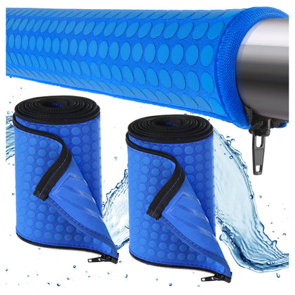 WLLEYAY blue neoprene pool handrail cover on a 4ft rail for a cooler grip