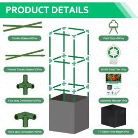 WLLEYAY garden kit in use among vegetables, showing a space-saving trellis solution