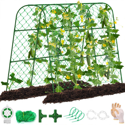 WLLEYAY large cucumber trellis arch offers sturdy climbing support for cucumbers outdoors.
