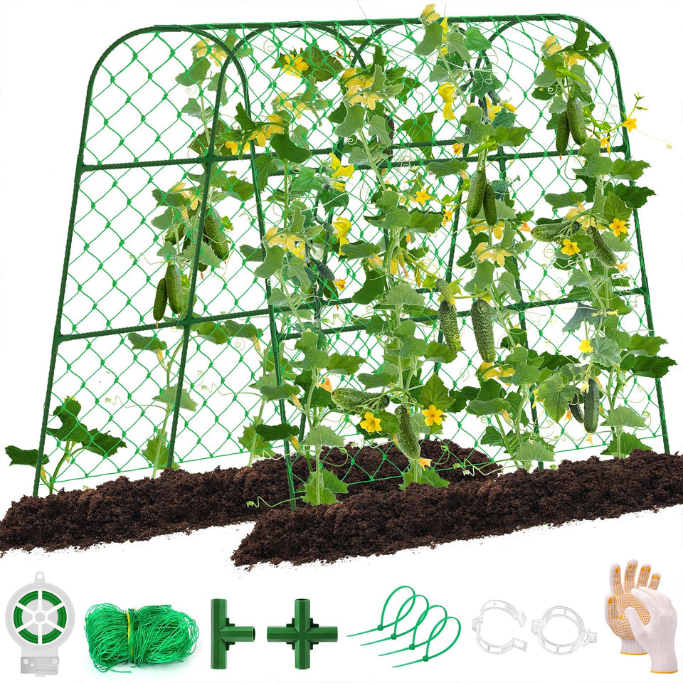 WLLEYAY large cucumber trellis arch offers sturdy climbing support for cucumbers outdoors.