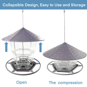 WLLKOO bird feeder with drainage tray keeps seeds dry.
