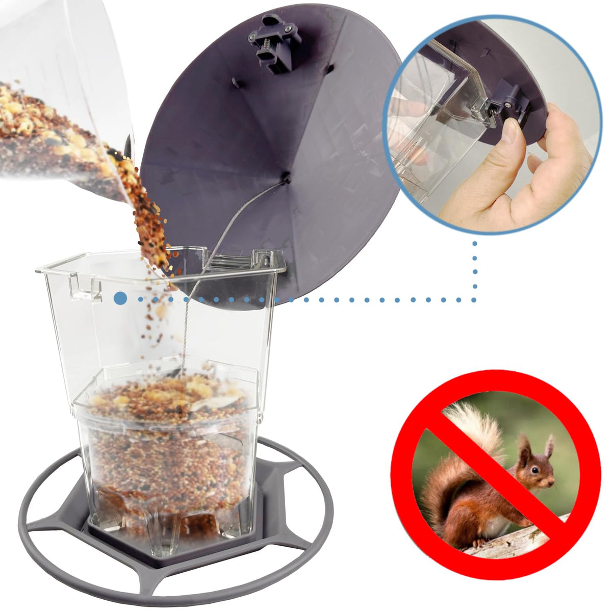 WLLKOO bird feeder wide mouth design for easy cleaning.