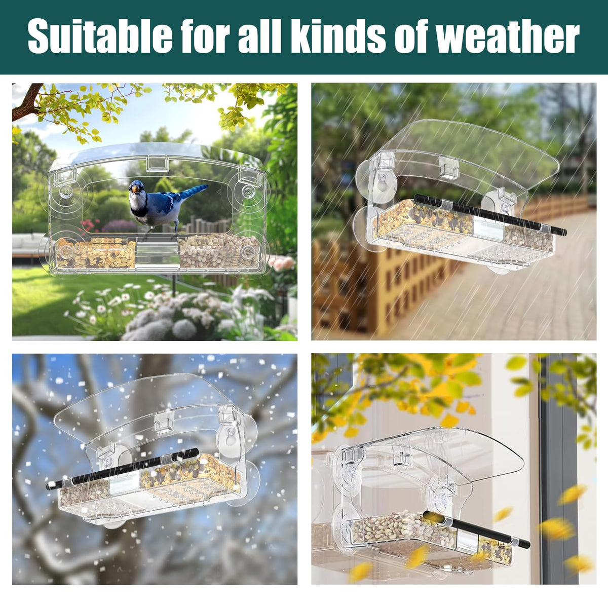 Detachable seed tray on the WLLKOO feeder simplifies cleaning and maintenance.