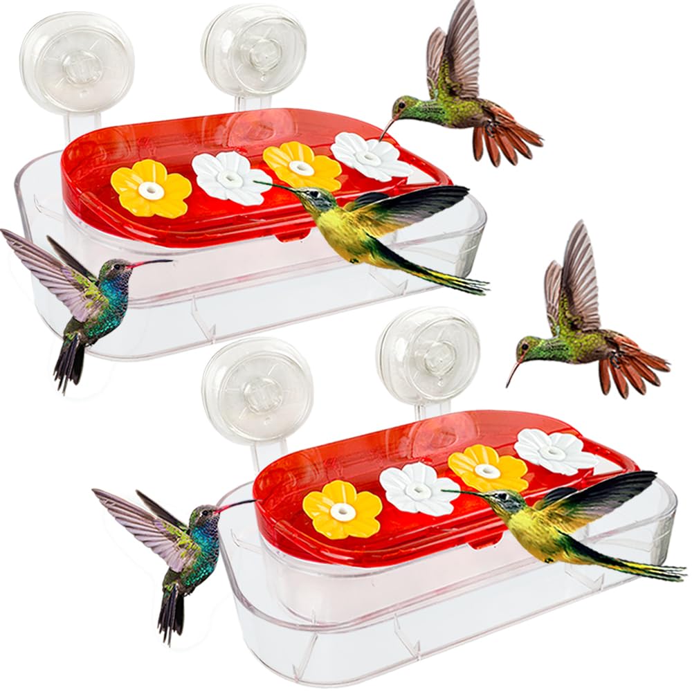 WLLKOO window hummingbird feeder two-pack with strong suction for secure mounting.